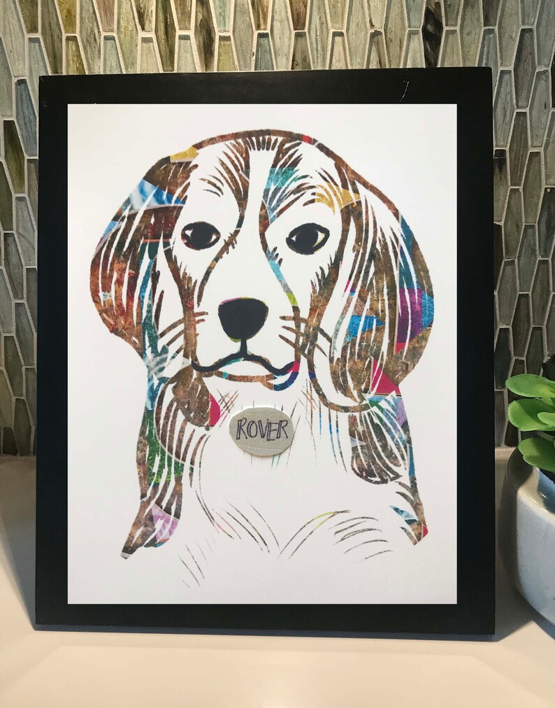 Beagle Wall Decor Dog Art Print New Puppy Gift Personalized Pet Painting