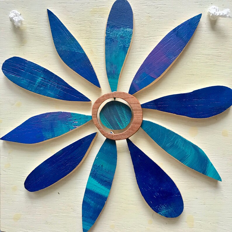 Mothers Day Present Door Hanger Wood Flower Wall Art Housewarming Gift One of a Kind Art