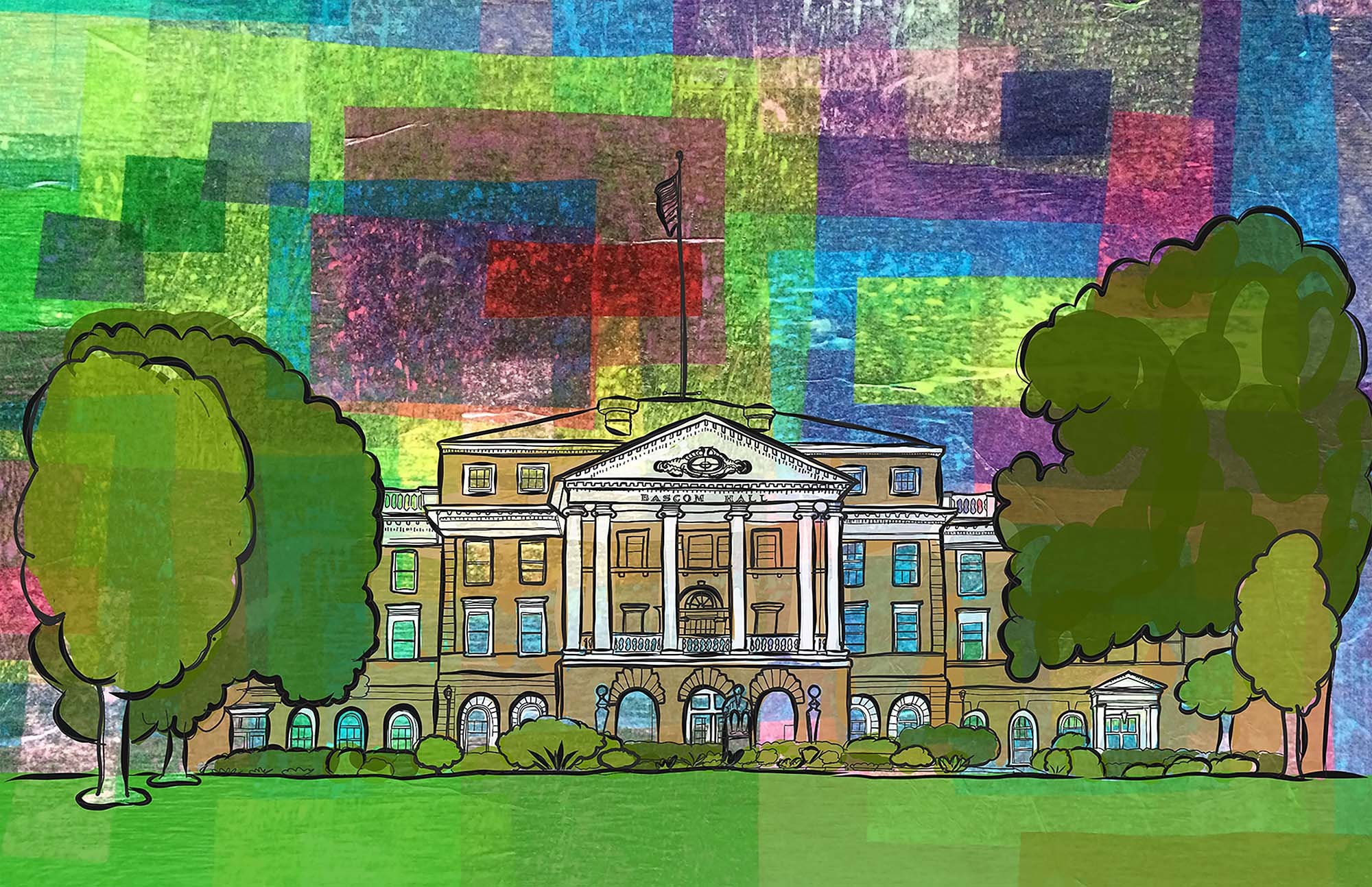 University of Wisconsin Wall Art, Madison Print, Hill Painting