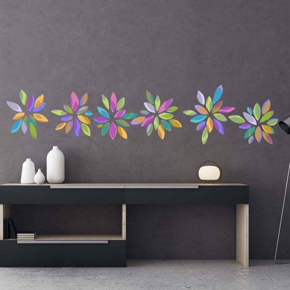 Flower Wall Decals Dorm Room Stickers Girls Room Decals Etsy