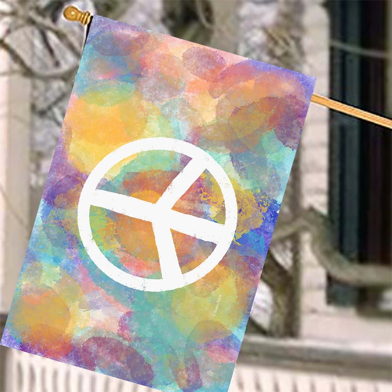 Peace Sign House and Garden Flags TieDye Look Outdoor Etsy