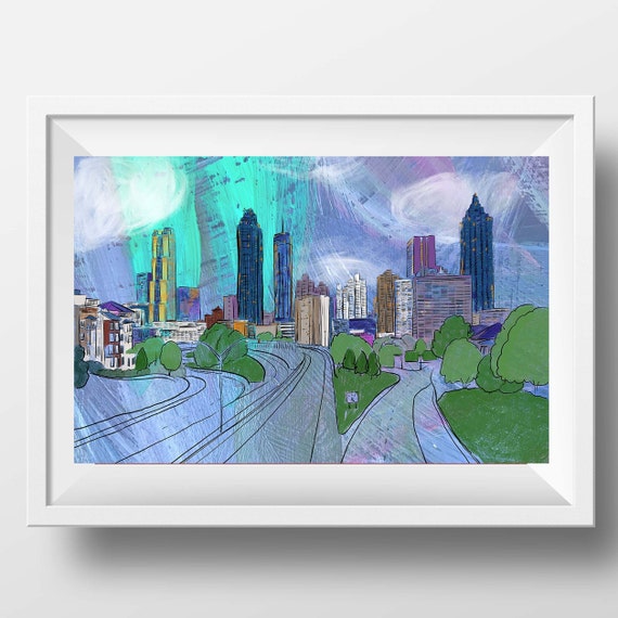Georgia bulldog gifts Atlanta map art Atlanta realtor gift Atlanta skyline print state of Georgia housewarming gifts Atlanta art