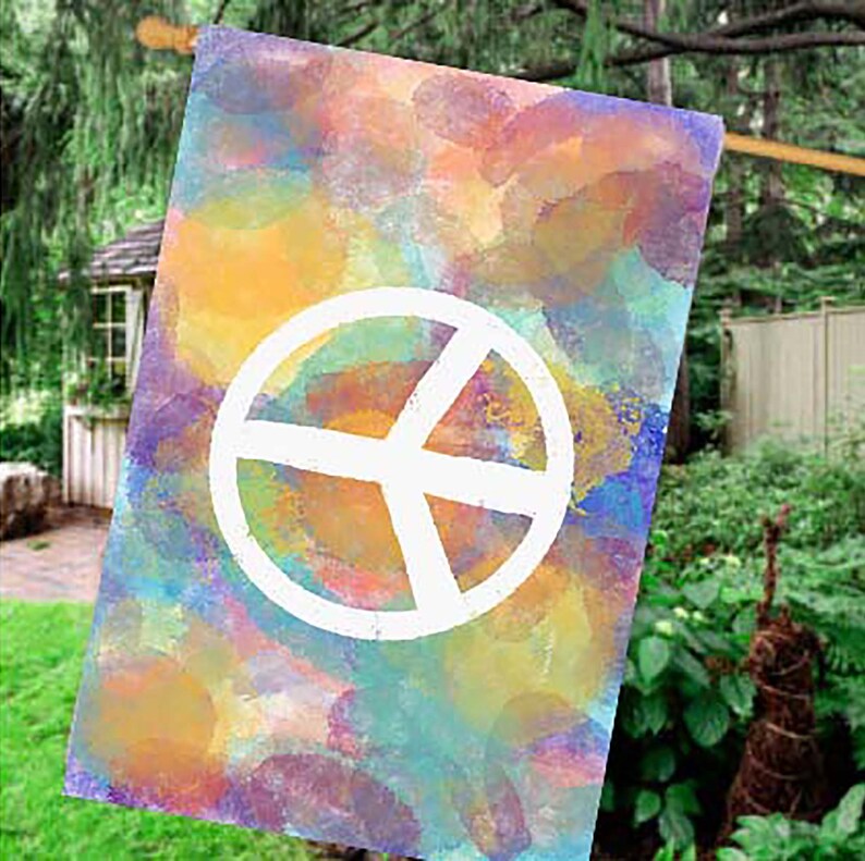 Peace Sign House and Garden Flags TieDye Look Outdoor Etsy