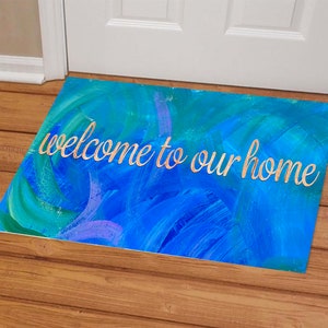 Welcome Mat, Porch Decor, Front Porch Doormat, "Welcome to Our Home" Foyer Rug, Front Door Mat, Closing Gift From Realtor