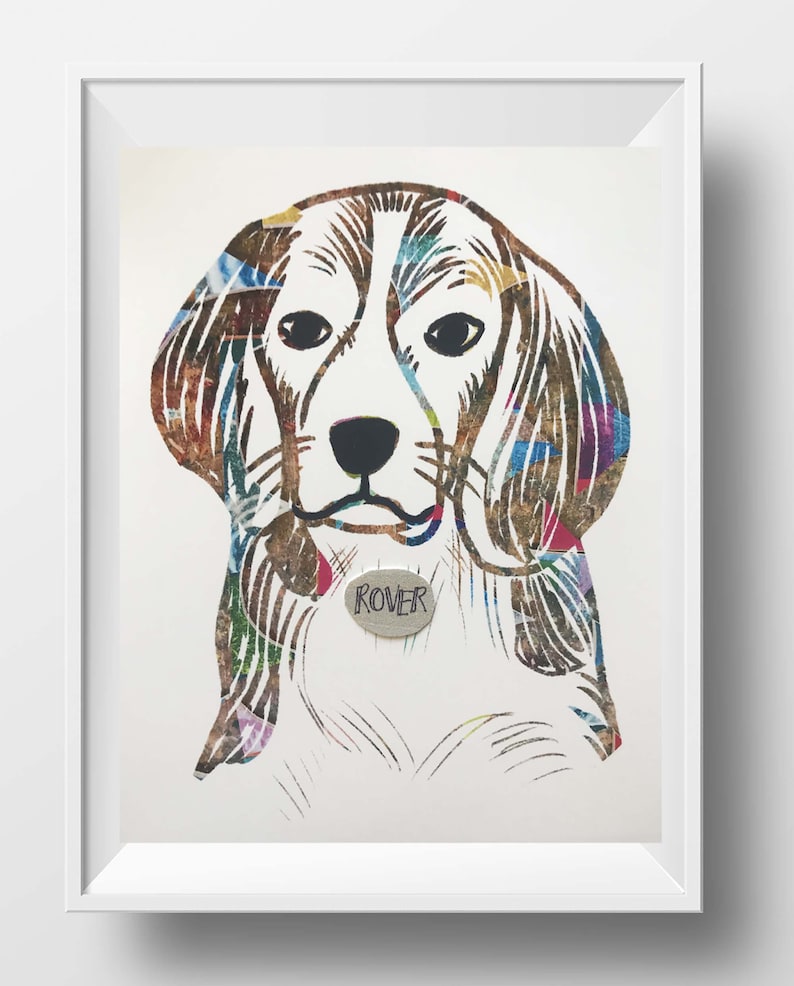 Beagle Wall Decor Dog Art Print New Puppy Gift Personalized Pet Painting