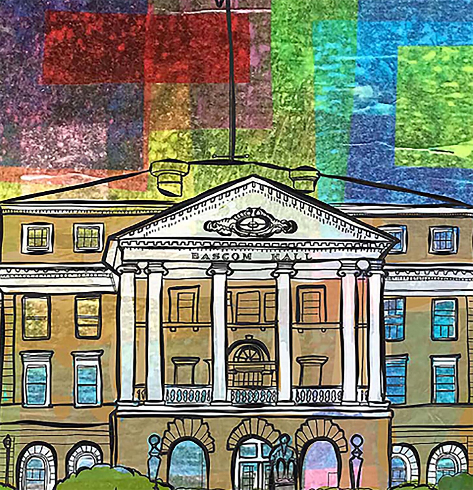 University of Wisconsin Wall Art, Madison Print, Hill Painting