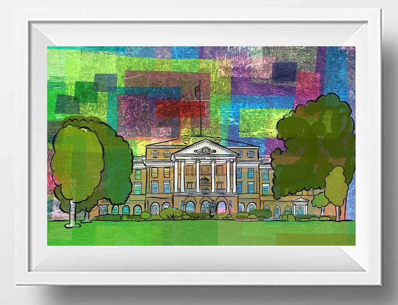 University of Wisconsin Wall Art, Madison Print, Hill Painting