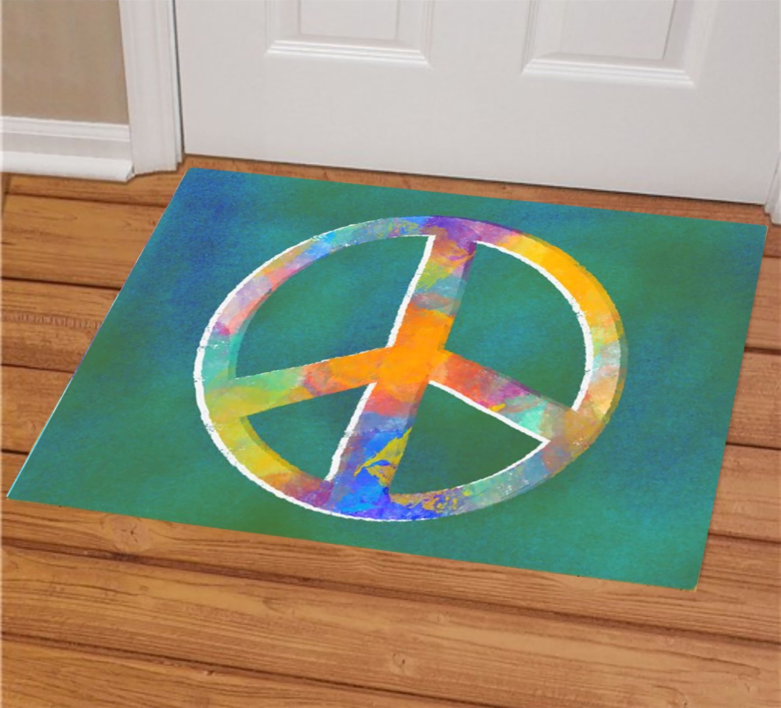 Peace Sign Doormat, College Dorm Room Decor, Housewarming Gift, Front Door Mat, Indoor