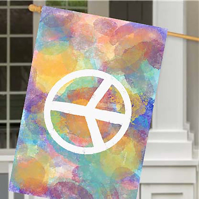 Peace Sign House and Garden Flags TieDye Look Outdoor Etsy
