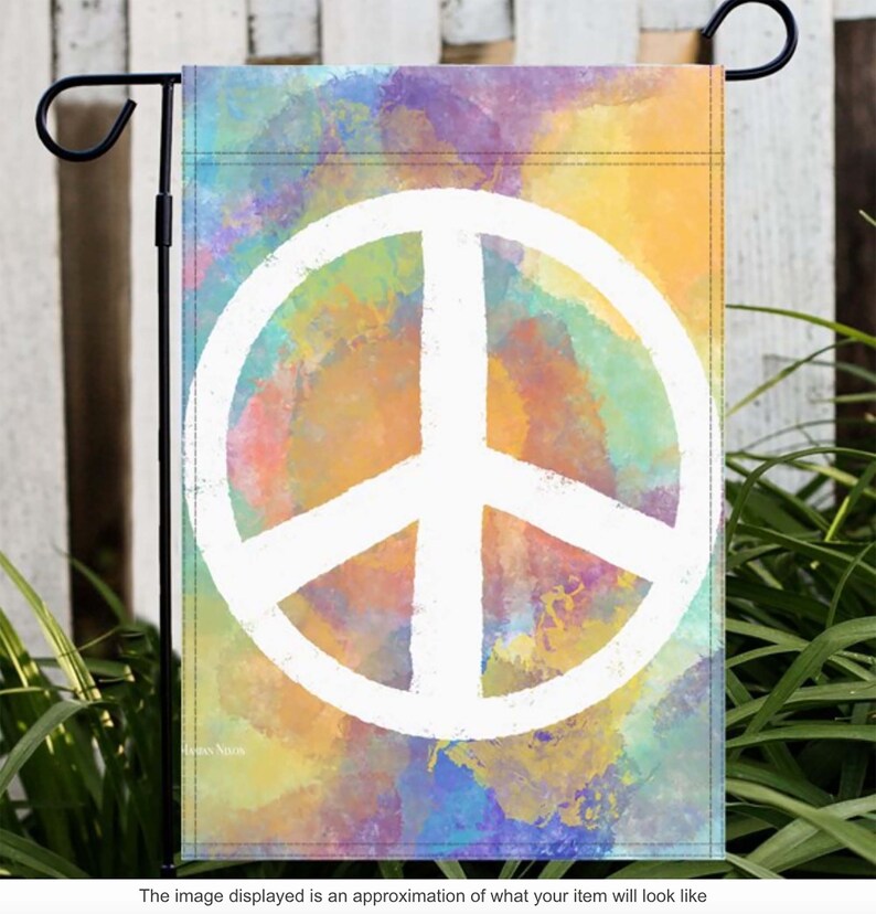 Peace Sign House and Garden Flags TieDye Look Outdoor Etsy