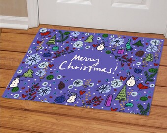 Christmas Doormat, Holiday Home Decor, Front Door Welcome Mat, Indoor Outdoor Rug, Xmas Porch Decoration