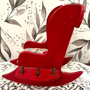 Vintage Red Wooden Small Rocking Chair Pin Cushion and Thread Holder - Etsy