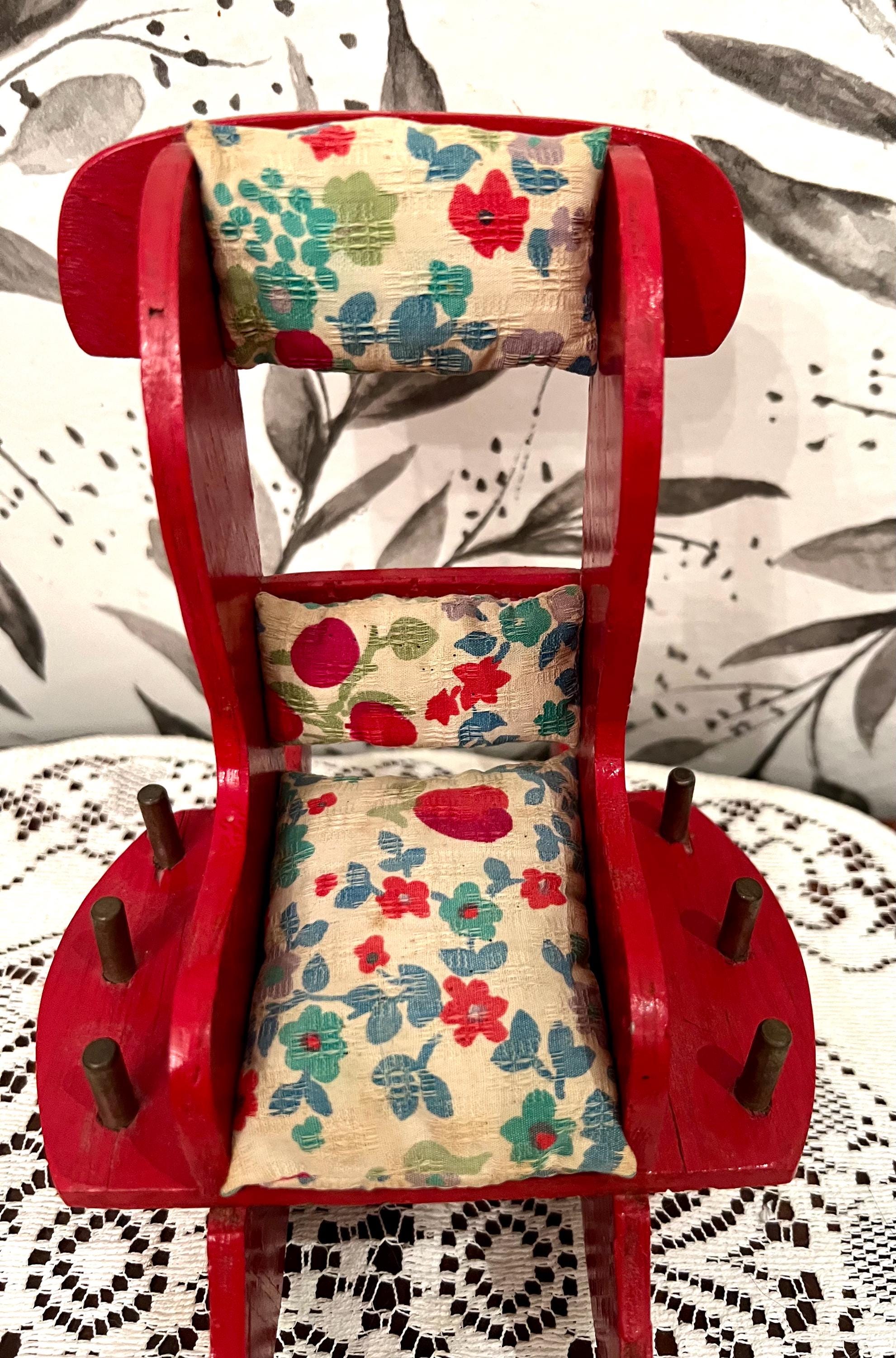 Vintage Red Wooden Small Rocking Chair Pin Cushion and Thread Holder - Etsy