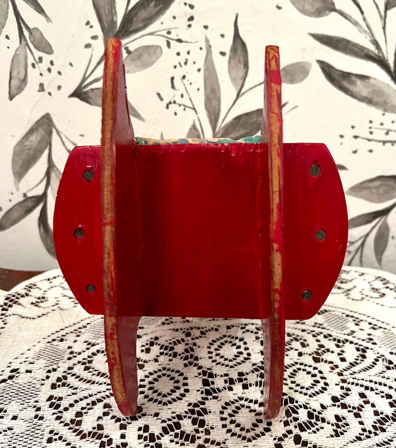 Vintage Red Wooden Small Rocking Chair Pin Cushion and Thread Holder - Etsy