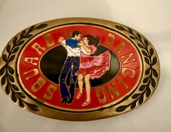 Heitage Square Dancing solid brass belt buckle - image 1