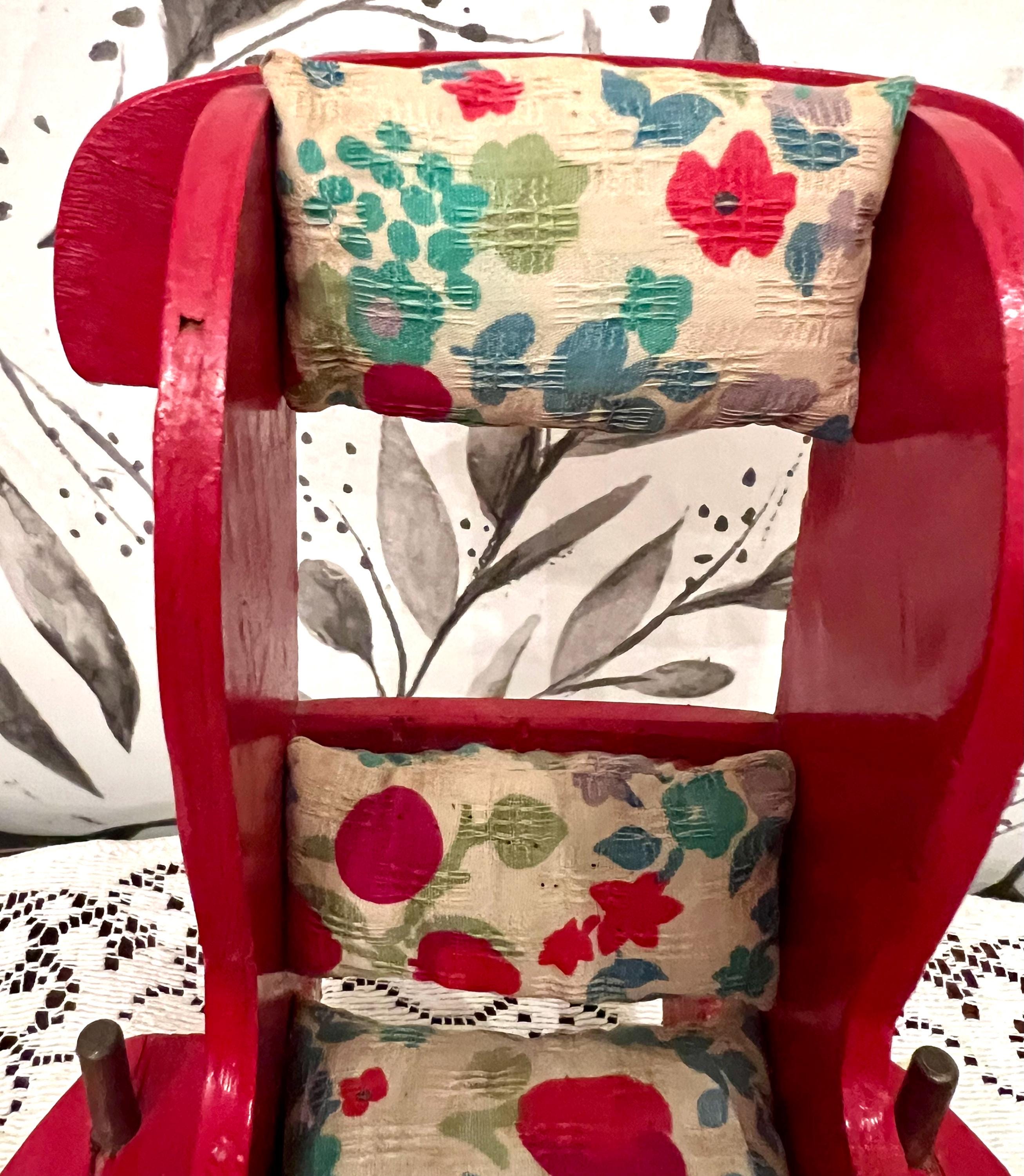 Vintage Red Wooden Small Rocking Chair Pin Cushion and Thread Holder - Etsy