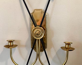 Vintage brass arrow wall sconce candle holder Neoclassical style