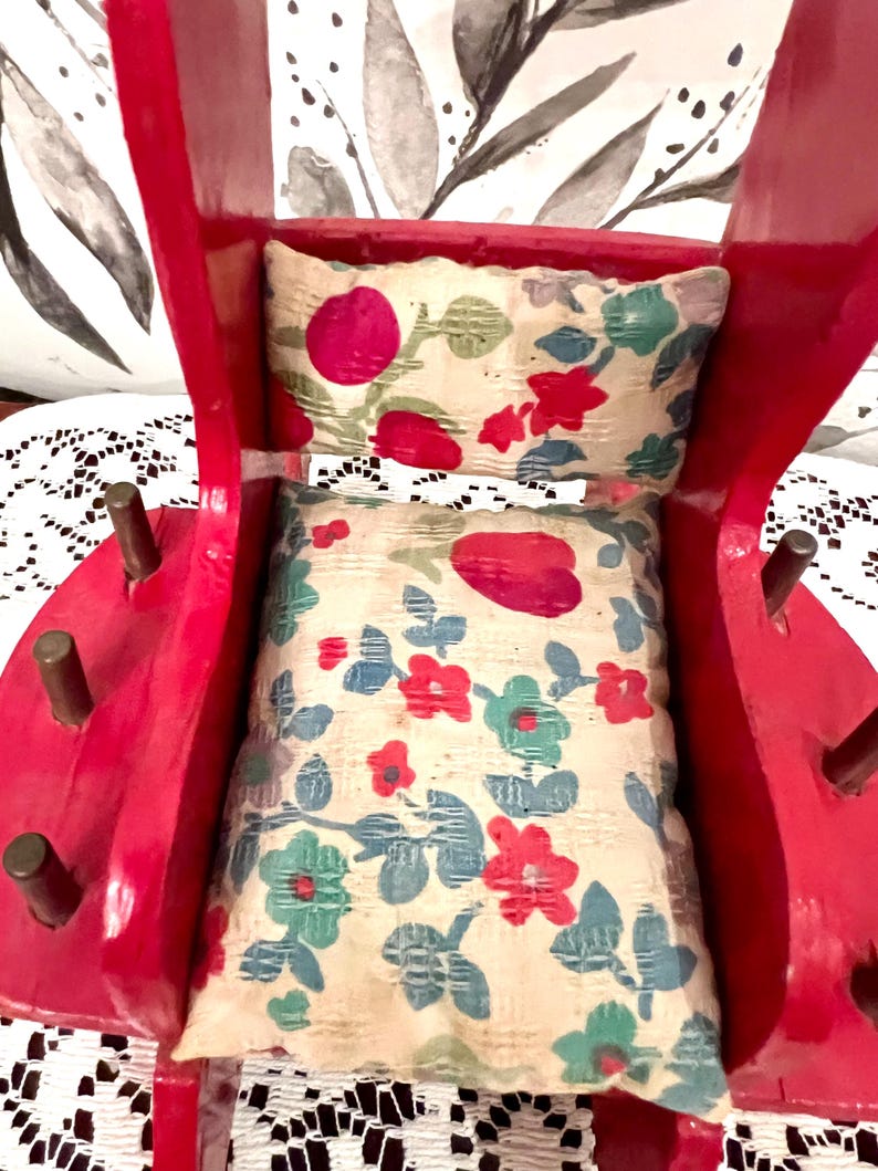 Vintage Red Wooden Small Rocking Chair Pin Cushion and Thread Holder - Etsy