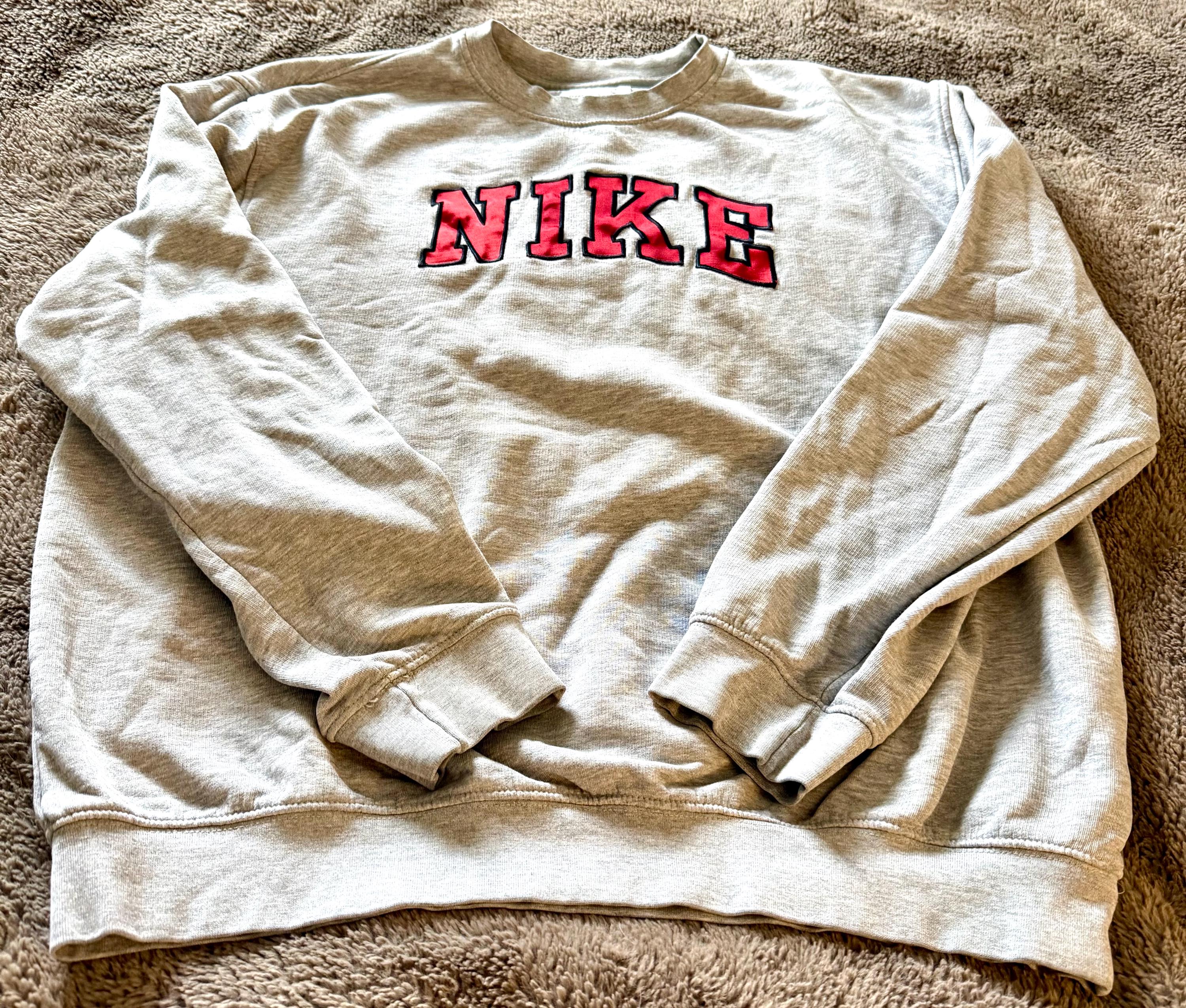 vintage nike spellout sweatshirt in cream