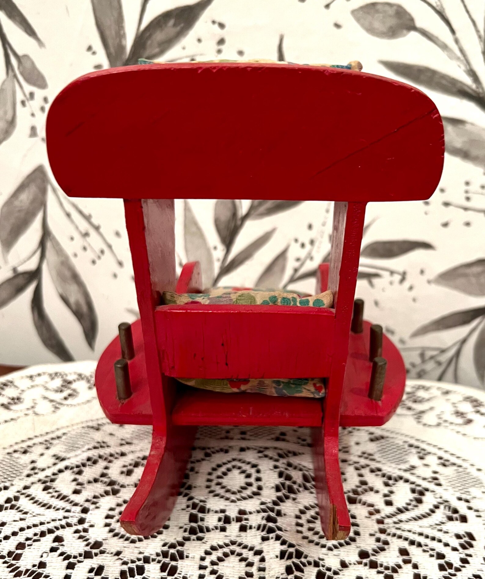 Vintage Red Wooden Small Rocking Chair Pin Cushion and Thread Holder - Etsy