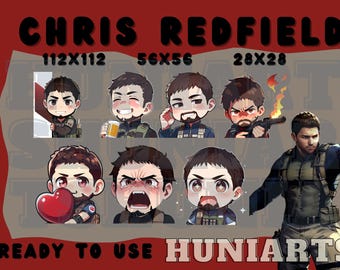 Resident Evil - Chris Redfield Emote Set Anime Emotes, Discord/Twitch/Youtube Emotes