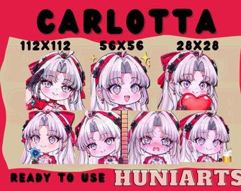 Wuthering Waves Carlotta Emotes, Carlotta Emote, WW Carlotta Anime Emote, Chibi Emotes, Anime Set Emotes, Discord/Twitch/Youtube Emotes