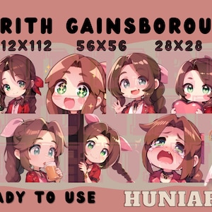 Final Fantasy 7 VII Remake - Aerith Emote Set Anime Emotes, Discord/Twitch/Youtube Emotes