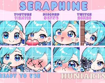 League of Legends Seraphine Twitch & Discord Emotes | LoL Seraphine Emote Pack | KDA Idol Skin | Kawaii VTuber Streamer Gift