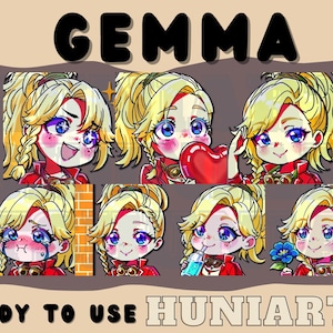 Monster Hunter Wilds Gemma, Gemma Emotes, Monster Hunter, Monster Hunter Emotes, Anime Emotes, Gemma Chibi Emotes for Twitch/Discord/Youtube