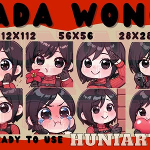 Resident Evil - Ada Wong Emote Set Anime Emotes, Discord/Twitch/Youtube Emotes