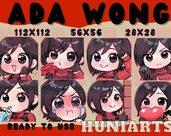 Resident Evil - Ada Wong Emote Set Anime Emotes, Discord/Twitch/Youtube Emotes