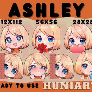 Resident Evil - Ashley Graham Emote Set Anime Emotes, Discord/Twitch/Youtube Emotes