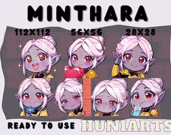Baldur's Gate 3 Minthara Twitch & Discord Emotes | BG3 Minthara Emote Pack | Chibi White Hair Dark Elf | Kawaii VTuber Streamer Gift