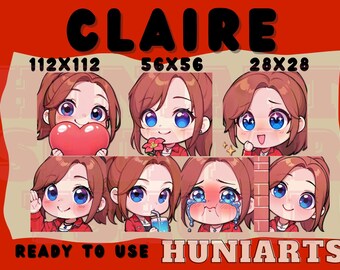 Resident Evil - Claire Redfield Emote Set Anime Emotes, Discord/Twitch/Youtube Emotes