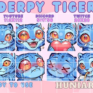 Demon Hunter Derpy Tiger Emote,K-Pop Tiger Emotes,Derpy Emote,Crazy Kpop Hunters Anime Set Emotes,Derpy Tiger,Discord/Twitch/Youtube Emotes