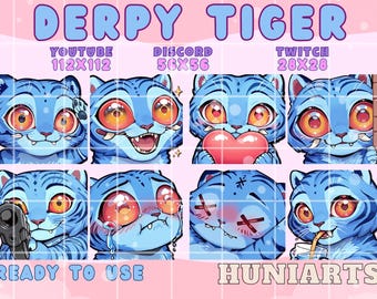 Demon Hunter Derpy Tiger Emote,K-Pop Tiger Emotes,Derpy Emote,Crazy Kpop Hunters Anime Set Emotes,Derpy Tiger,Discord/Twitch/Youtube Emotes