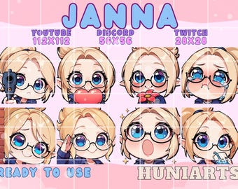 League of Legends Janna Twitch & Discord Emotes | LoL Forecast Janna Emote Pack | Blonde Wind Spirit | Kawaii VTuber Streamer Gift