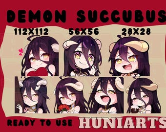 Demon Succubus, Anime Succbus, Demon Anime Girl Emotes, Anime Girl Emotes, Anime Emotes, Chibi Emotes for Twitch/Discord/Youtube