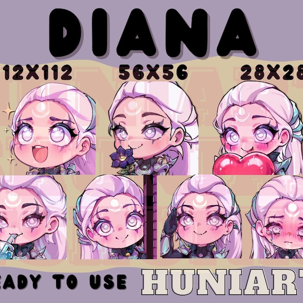 Arcane Diana Emotes | League of Legends Chibi Anime Discord & Twitch