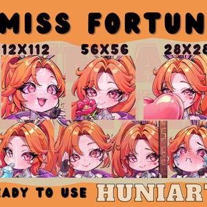 League of Legends Miss Fortune Emote,Arcane Miss Fortune,Battle Bunny Miss Fortune Anime Emotes, Chibi Emotes for Twitch/Discord/Youtube