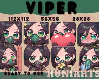 Valorant Viper Twitch & Discord Emotes | Valorant Viper Emote Pack | Toxic Agent | Kawaii VTuber Streamer Gift