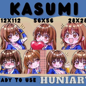 Dead or Alive Kasumi Emotes, Dead or Alive Kasumi, Dead or Alive, Kasumi Anime Emotes,Kasumi Emotes, Chibi Emotes for Twitch/Discord/Youtube