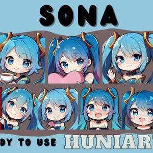 League of Legends Sona Emotes, League of Legends Sona, Sona Emotes, Sona Anime Emotes, Discord/Twitch/Youtube Emotes, LoL, League of legend
