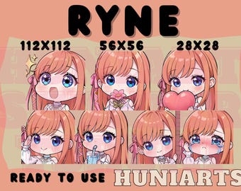 Final Fantasy 14 Online XIV Ryne Waters Emote Set, Final Fantasy Ryne Waters Emote, Ryne Anime Emotes, Discord/Twitch/Youtube Emotes