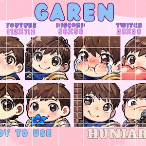 Arcane Garen Emotes,LOL Garen,League of Legends,Garen,LoL Garen,GarenEmotes,GarenAnime Emotes, Chibi Emotes for Twitch/Discord/Youtube