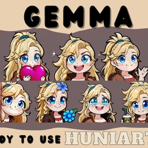 Monster Hunter Wilds Gemma, Gemma Emotes, Monster Hunter, Monster Hunter Emotes, Anime Emotes, Gemma Chibi Emotes for Twitch/Discord/Youtube