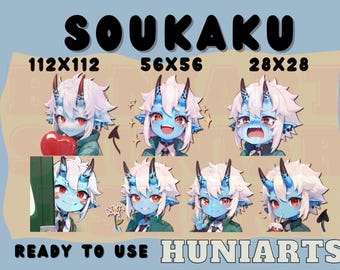 Zenless Zone Zero Soukaku Twitch & Discord Emotes | ZZZ Soukaku Emote Pack | Oni Shrine Maiden | Kawaii VTuber Streamer Gift