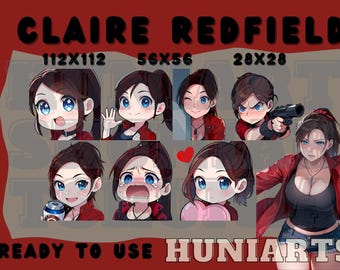 Resident Evil - Claire Redfield Emote Set Anime Emotes, Discord/Twitch/Youtube Emotes