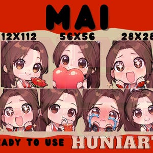 Fatal Fury Mai Shiranui Emotes,Fatal Fury Mai Shiranui,Fatal Fury The King of Fighters Anime Emotes, Chibi Emotes for Twitch/Discord/Youtube