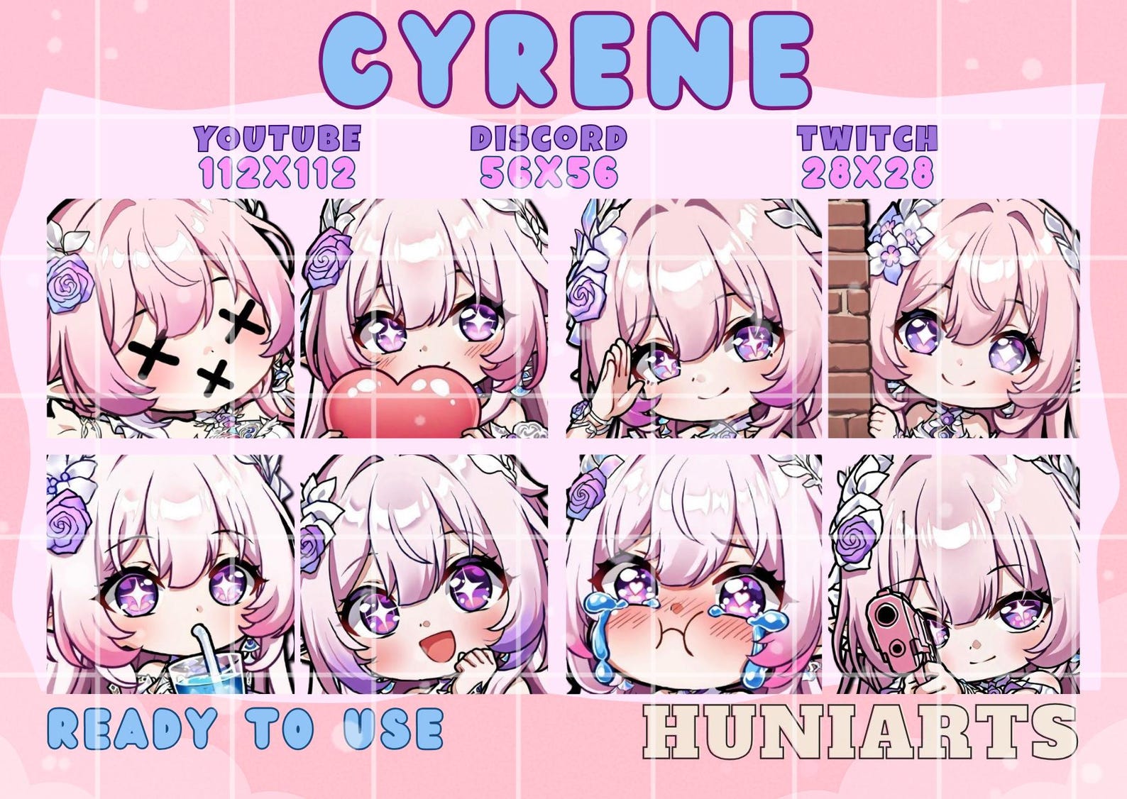 Honkai Star Rail Cyrene Emote Set | Discord/twitch/anime Chibi Vtuber ...